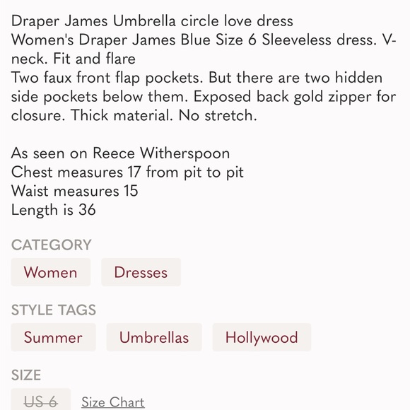 Draper James Navy Umbrella Circle Love Dress Sz 6 - Picture 8 of 8